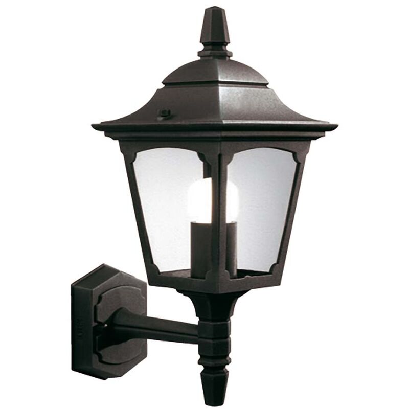Image of Lampada da esterno lanterna lampada da parete alu vetro pressofuso nero h 38 cm lampada da giardino