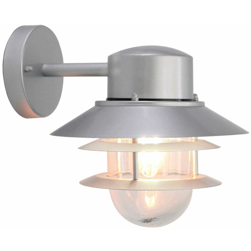 Image of Lampada da esterno lanterna lampada da parete in acciaio inox argento h 23,6 cm 1 lampada da giardino a fiamma