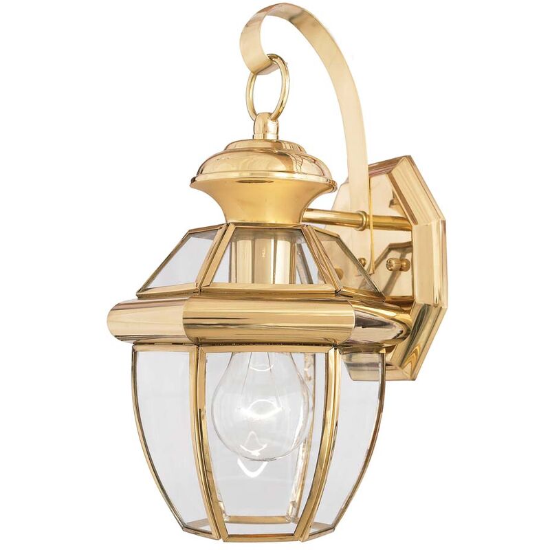 Image of Lampada da esterno lanterna lampada da parete ottone vetro h 31,1 cm classica lampada da cortile portico