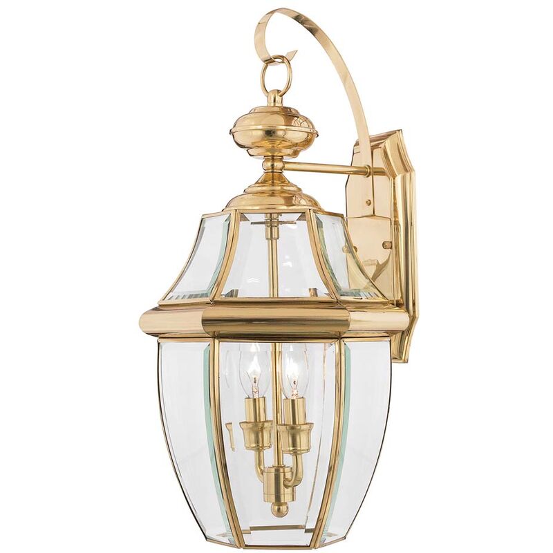 Image of Lampada da esterno lanterna lampada da parete ottone vetro h 53,1 cm classico 2 fiamme portico