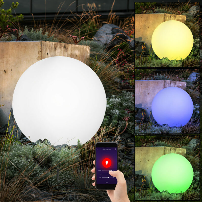 Image of Lampada da esterno smart light lampada da giardino con presa sferica, lampada a sfera, bianco, dimmer, cambio colore, CCT, telecomando, controllo