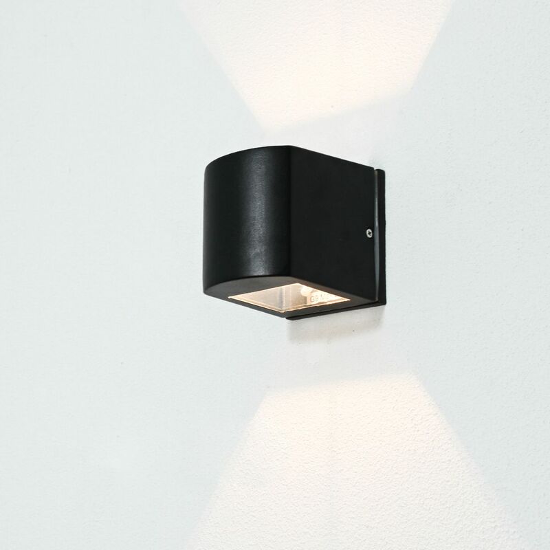 Lampada da esterno nera IP44 Alluminio Vetro Up