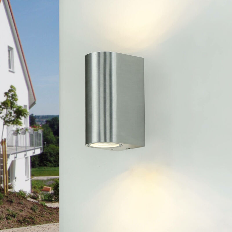 Image of Licht-erlebnisse - Lampada da parete da esterno design moderno Up&Down color argento Illuminazione da giardino cortile terrazzo aalborg - Argento