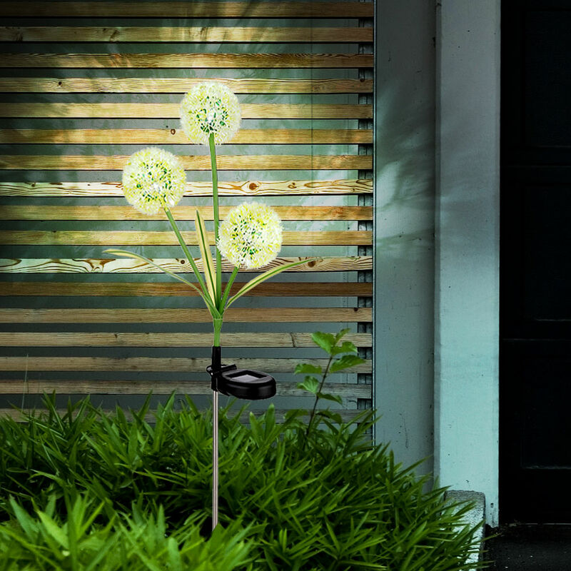 Image of Lampada da esterno per decorazione da giardino Lampada solare a led con dente di leone Lampada da terra con picchetto, verde giallo, plastica in