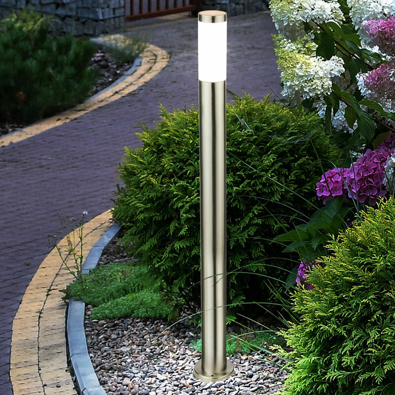 Image of Lampada da esterno piantana lampada da giardino lampada a colonna illuminazione ingresso giardino, IP44 acciaio inox silver opale, 1x attacco E27,