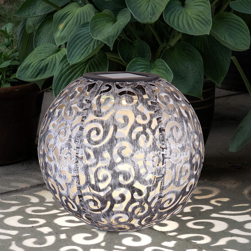 Image of Lampada da giardino a led con spina solare, faretto da giardino, decorazione modello argento, luce a picchetto per esterni
