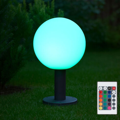 Lampada da giardino con piedistallo Illuminazione per esterni Lampada da terra per esterni, vetro in alluminio, telecomando dimmerabile, 1x LED RGB 8,5W 806Lm, DxH 25x38 cm