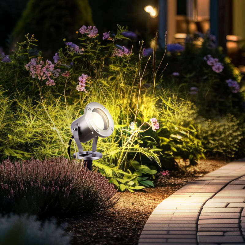 Image of Lampada da giardino GU10 con faretto da esterno a picchetto faretto da giardino da pavimento IP65 faretto da esterno in acciaio inox, con faretto