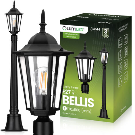 Lampada da giardino per esterni E27 LANTERNA DA PALO 110 cm Nero BELLIS LUMILED