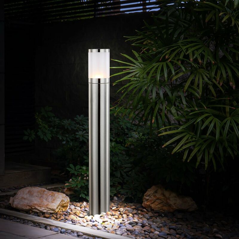 Image of Lampada da terra per esterno in acciaio inox illuminazione percorso giardino faretti terrazza lampada da cortile h 80 cm
