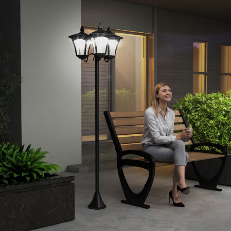 Lampada da Giardino Solare 3 LED Lampada da Terra Esterno Classico IP44, 51.5x47x182.5cm