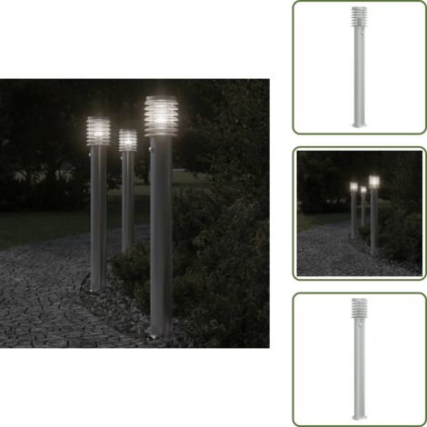 Lampada da giardino - vidaXL Lampada da Terra per Esterni Sensore Argento 110 cm in Acciaio - Lampada da patio