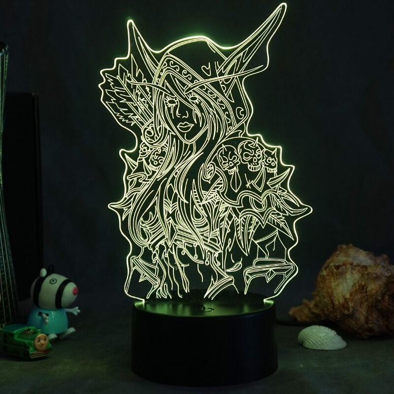 Image of Lampada da illusione 3D per luce notturna per World of Warcraft b Luce notturna 3D con telecomando touch 16 colori che cambiano regalo di compleanno