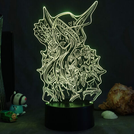 Lampada da illusione 3D per luce notturna per World of Warcraft B Luce notturna 3D con telecomando touch 16 colori che cambiano regalo di compleanno per ragazze e ragazzi [Classe energetica A+++]-RAPA