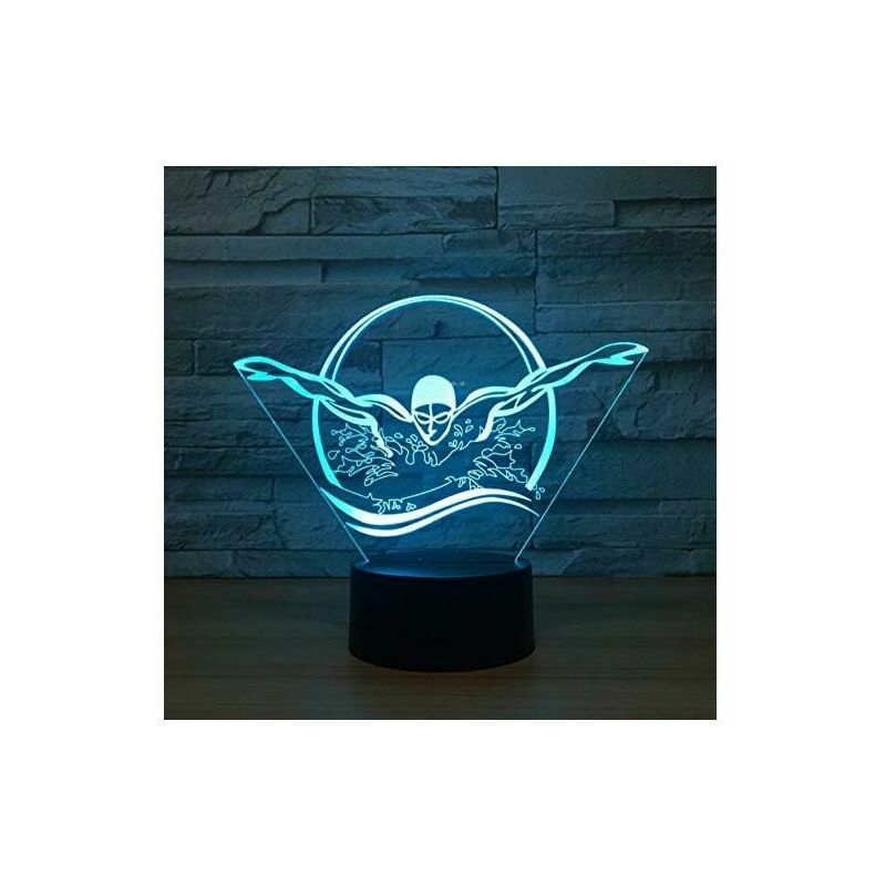 Image of Lampada da illusione ottica 3D, luce notturna a led 3D, lampada da comodino a 7 colori, tavolo da letto Art Deco, luce notturna per bambini, regalo