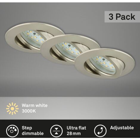 Lampada da incasso a LED dimmerabile orientabile 6,5 W argento plastica IP23 Briloner