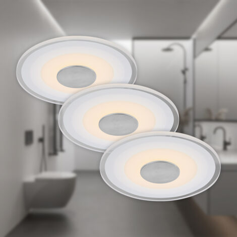 Lampada da incasso a LED Lampada da incasso per bagno Set da 3 6W Ø12cm IP44 bianca Briloner