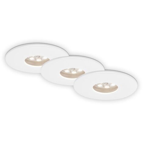 Lampada da incasso a LED, set da 3, 1,8 W, 3000K, IP44, plastica bianca, Ø4,5 cm Briloner