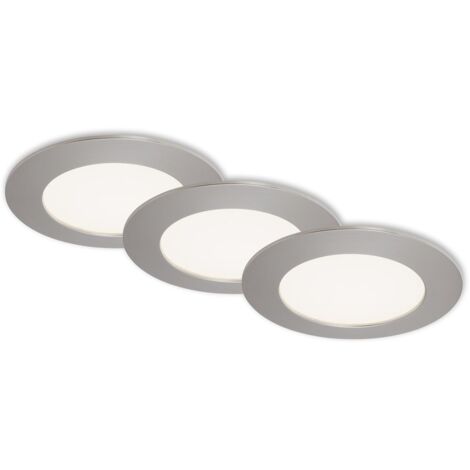 Lampada da incasso LED Set da 3 4000K IP44 8W plastica argento Briloner