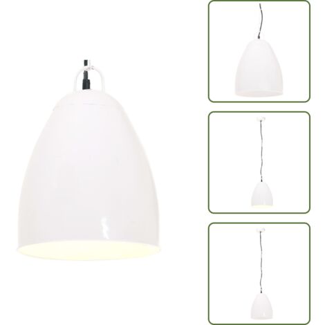 Lampada da interno - vidaXL Lampada a Sospensione Industriale 25 W Bianca Rotonda 32 cm E27 - Lampada da soggiorno