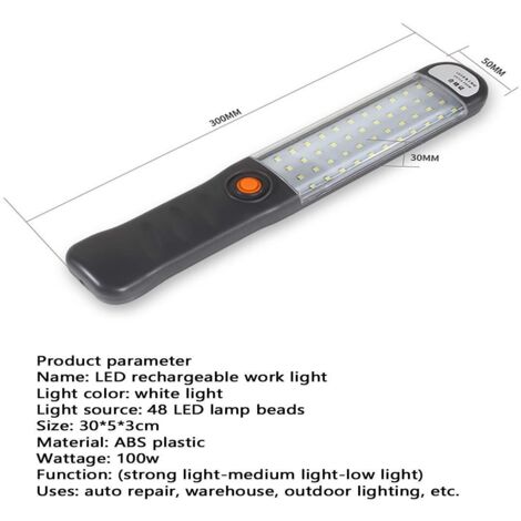 Lampada da lavoro a LED COB, ricaricabile tramite USB con 3 modalità magnetiche per riparazioni automobilistiche, emergenze domestiche, regali per uomo