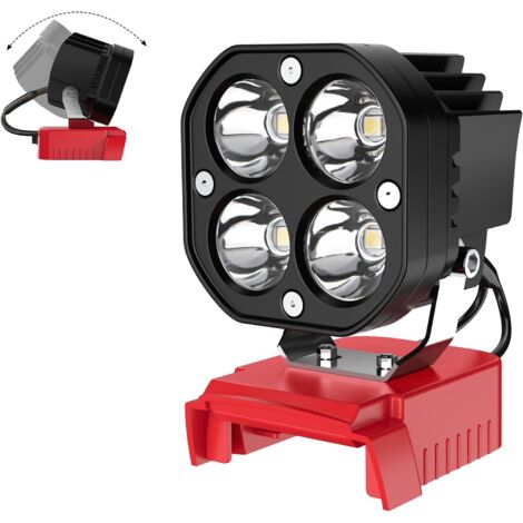 Lampada da lavoro a LED compatibile con batteria Milwaukee da 18V,torcia da 40W,lampada da lavoro a batteria senza fili da 18V con fascio luminoso regolabile di 120° e protezione da bassa tensione