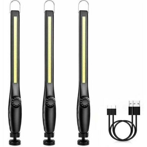 Lampada da lavoro a LED per meccanici, lampada da officina/cantiere, luce magnetica ricaricabile per garage, potente lampada da lavoro a LED ricaricabile portatile [3 pezzi] [classe energetica A+++]