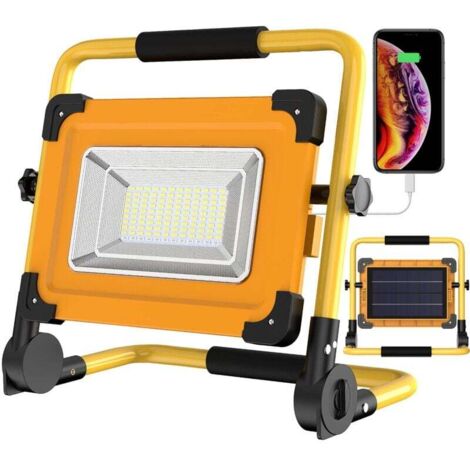Lampada da lavoro a LED ricaricabile a energia solare da 100 W, 120 LED, power bank USB impermeabile da 12000 mAh per riparazioni auto, garage, campeggio