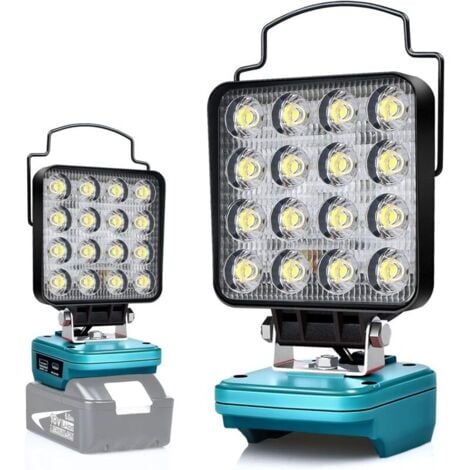 MUMU Lampada da lavoro a LED senza fili per batteria Makita 18V, proiettore per Makita Light 48W, illuminazione compatta, faretto portatile con ricarica rapida Type-C e USB PD 3.0/18W YMYNY