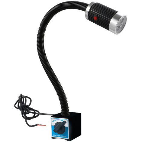 Lampada da lavoro magnetica a LED da 9 W e 24 V, collo d'oca flessibile, base magnetica in alluminio antiruggine per macchine utensili e attrezzature industriali da officina