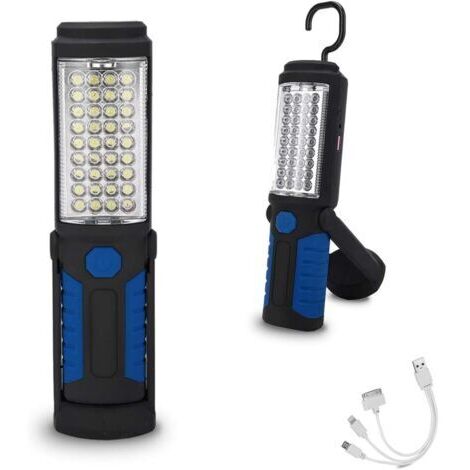 Lampada da lavoro magnetica ricaricabile, portatile, a LED, multifunzione, con gancio (verde)
