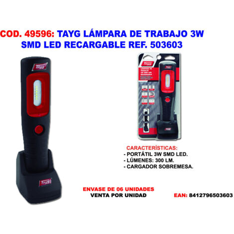 Lampada da lavoro Tayg 3w smd led ricaricabile