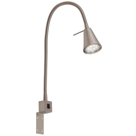 Lampada da letto a LED con interruttore on/off flessibile GU10 5 W argento metallo Briloner