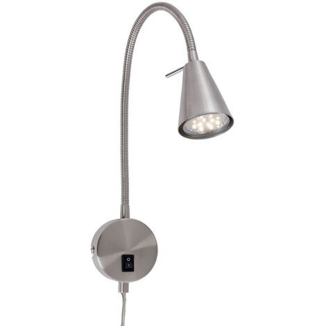 Lampada da letto a LED Flessibile Interruttore on/off GU10 5 W argento metallo Briloner