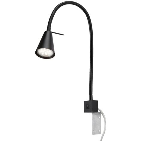 Lampada da letto a LED Interruttore on/off Flessibile GU10 5 W nero metallo Briloner