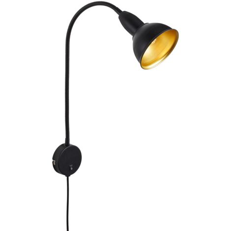 Lampada da letto Interruttore On/Off flessibile E14 25 W nero-oro metallo Briloner