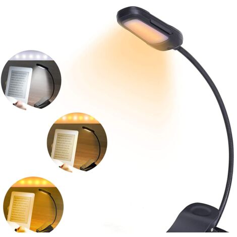 Lampada da lettura a clip, lampada da scrivania a LED, lampada per la protezione degli occhi - Nera