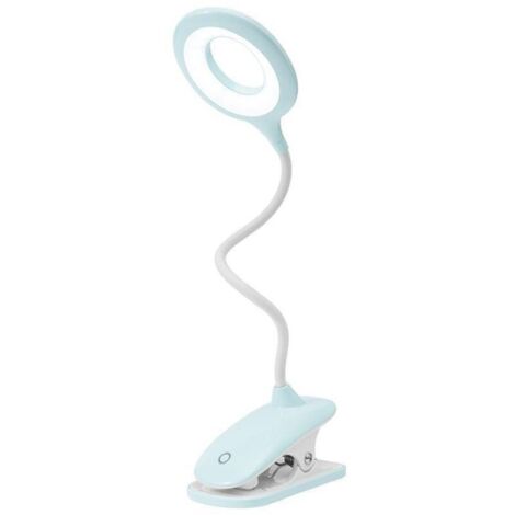Lampada da lettura a LED con clip, lampada da scrivania per bambini con collo flessibile, ricaricabile tramite USB, per eReader, studio e lavoro, blu