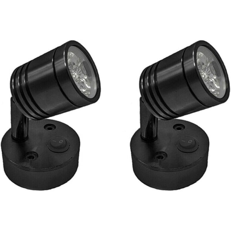 2 unidades de lámpara de lectura led de 12 v, lámpara de noche de pared, interruptor ajustable, iluminación interior cilíndrica flexible para