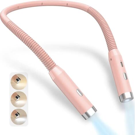 Lampada da lettura a LED da collo, 3 temperature di colore, intensità regolabile, ricaricabile, lampada da collo flessibile, adatta per leggere, lavorare a maglia, all'uncinetto, cucire, campeggio, ri