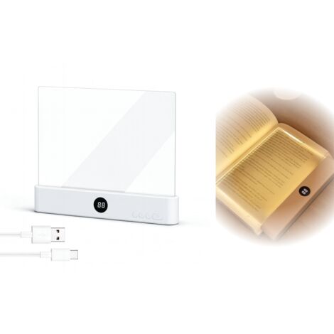 Lampada da lettura a LED ricaricabile con segnalibro, clip USB, 3 temperature di colore, ideale per leggere a letto e sulle pagine di un libro - luce bianca.