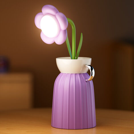 Lampada da lettura a LED ricaricabile e senza fili a forma di girasole, luce notturna dimmerabile in 3 colori, ideale come regalo per mamma, fidanzata o nonna (viola).
