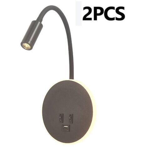 Lampada da lettura a parete con porta di ricarica USB e interruttore indipendente, lampada da parete a LED flessibile a collo d'oca, lampada da lettura da comodino per soggiorno, camera da letto, test