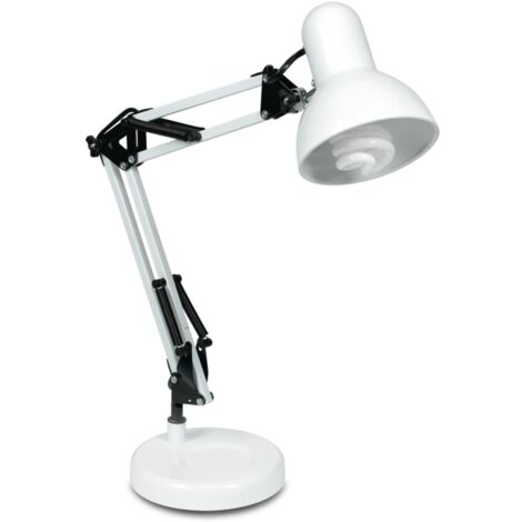 "Lampada da lettura ARCHITETTO in metallo bianco con braccio e diffusore orientabili"