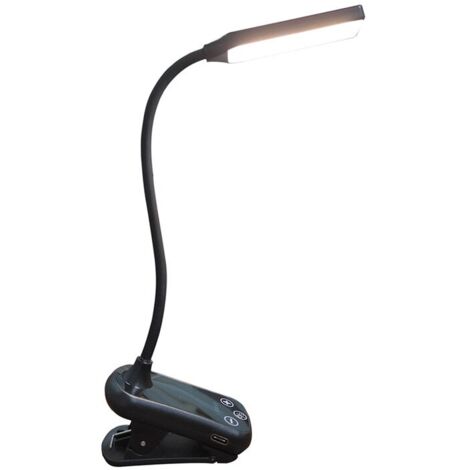 Lampada da lettura con montaggio a libro, tipo lampada, flessibile, con 3 luci LED e 8 livelli di intensità, 11 LED, nera