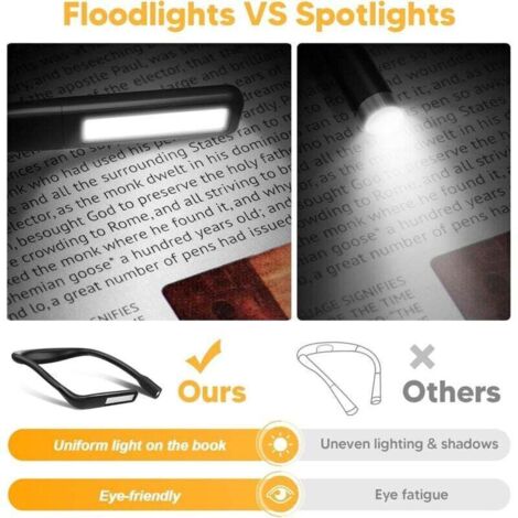Lampada da lettura da collo - Lampada da lettura ricaricabile per letto, luce LED flessibile a 3 colori per libri, lavoro a maglia, cucito, campeggio, riparazioni, regalo per donne e uomini