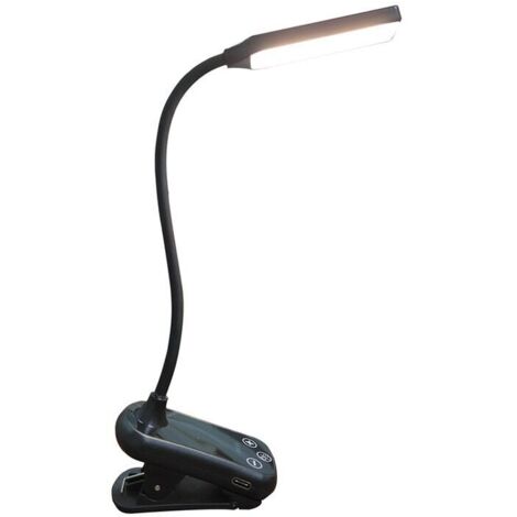 Lampada da lettura da tavolo, flessibile, con 3 luci LED e 8 livelli di luminosità, 11 LED, nera