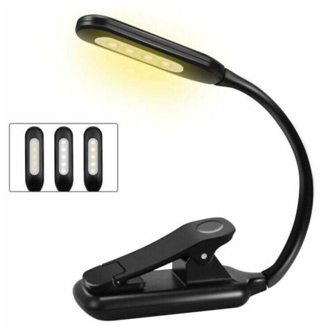 Lampada da lettura, lampada da lettura ricaricabile con clip 9 LED, 3 modalità di luminosità (bianco freddo e caldo), collo flessibile a 360°, lampada da lettura per leggere a letto, lampada da lettur