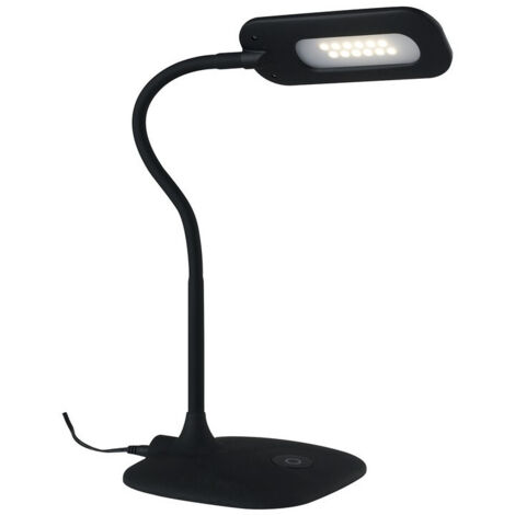 "Lampada da lettura LED DARWIN in metallo nero con touch e dimmer"