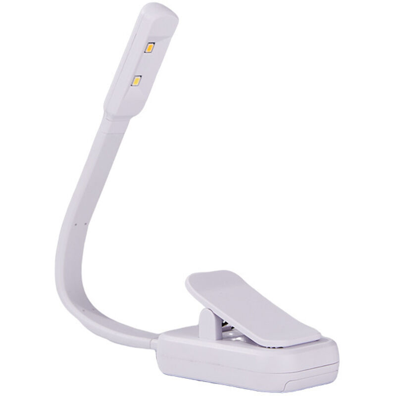 Lampada da Lettura LED Minimalista Bianca a Clip, Luce Notturna Portatile per Protezione Occhi, Alimentata da Batterie AAA